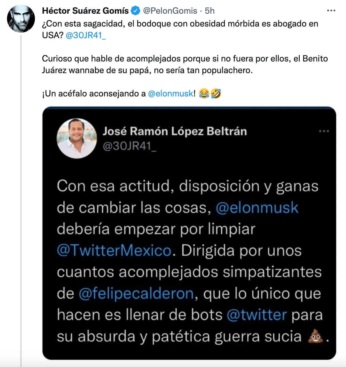 Héctor Suárez Gomís insulta a hijo de AMLO