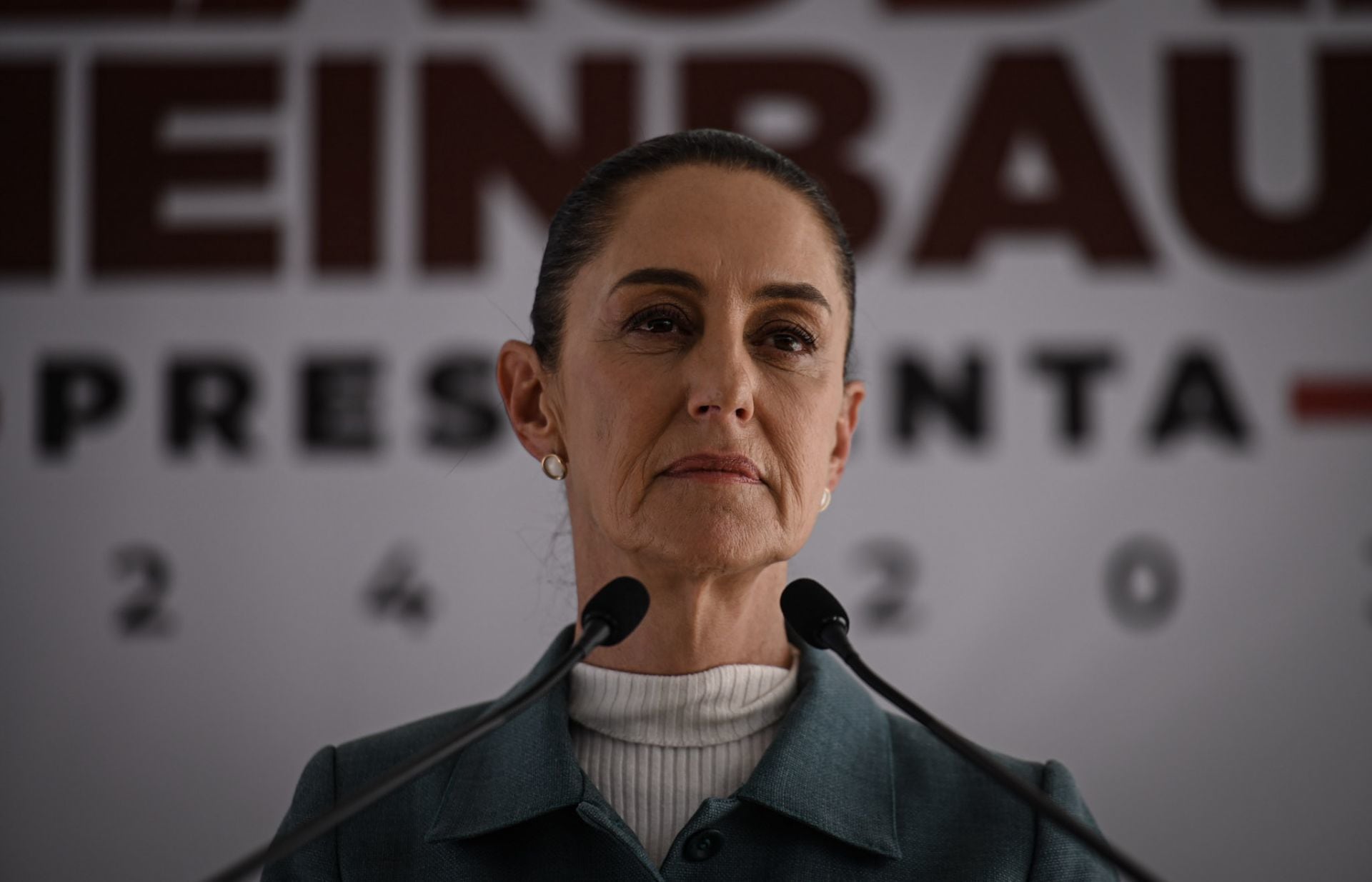 Claudia Sheinbaum Pardo, presidenta electa, durante conferencia de prensa en su casa de transición