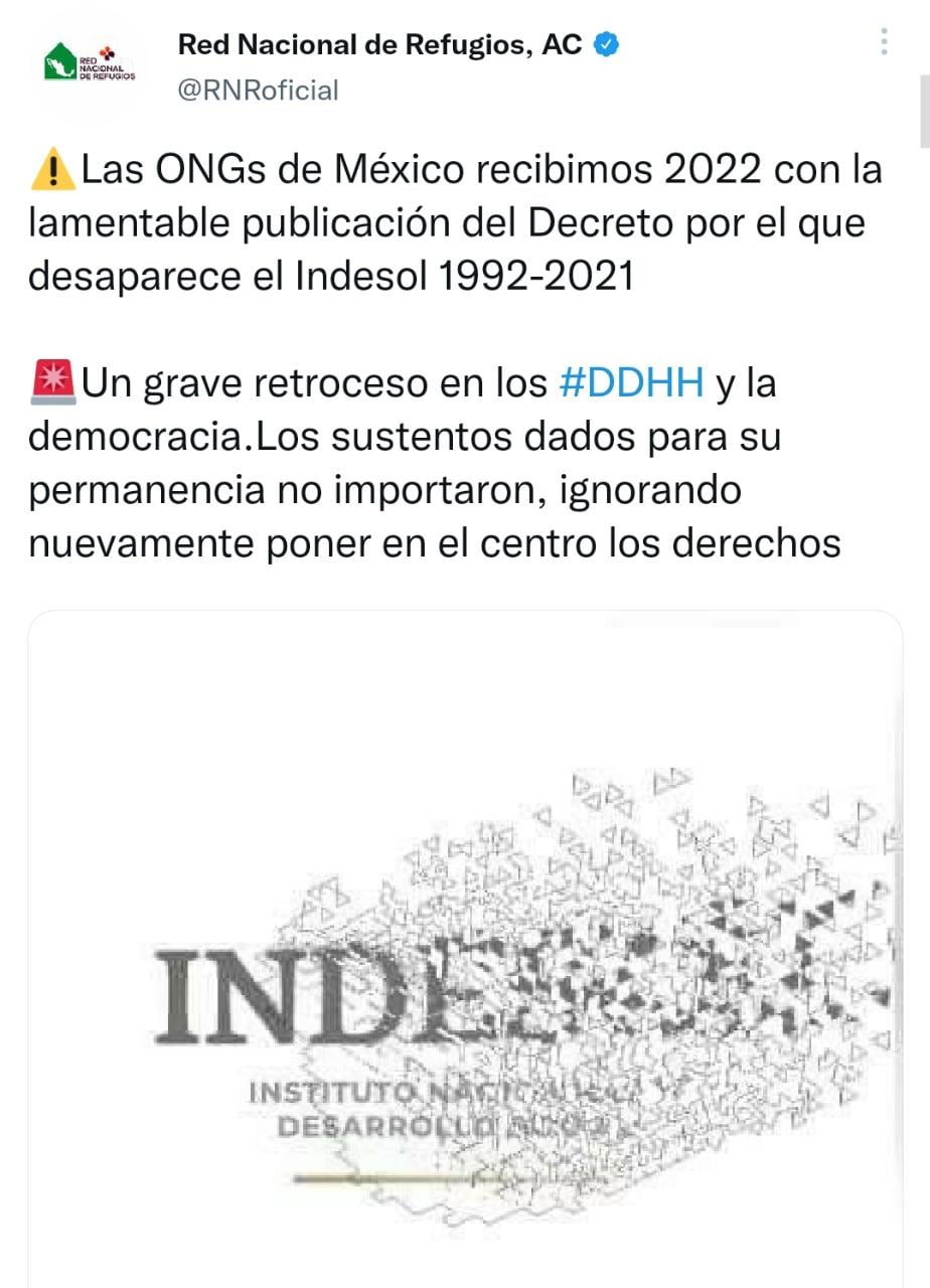 Condena de la Red Nacional de Refugios