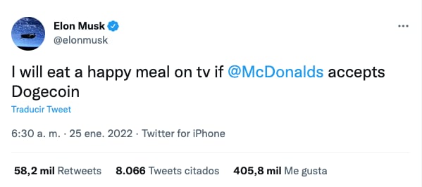 Publicación de Twitter