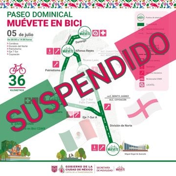El México vs Inglaterra obliga a suspender el Paseo Dominical del 5 de julio