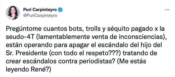 Purificación Carpinteyro interesada en temas de política