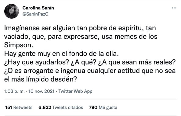 Carolina Sanín crítica memes de Los Simpson
