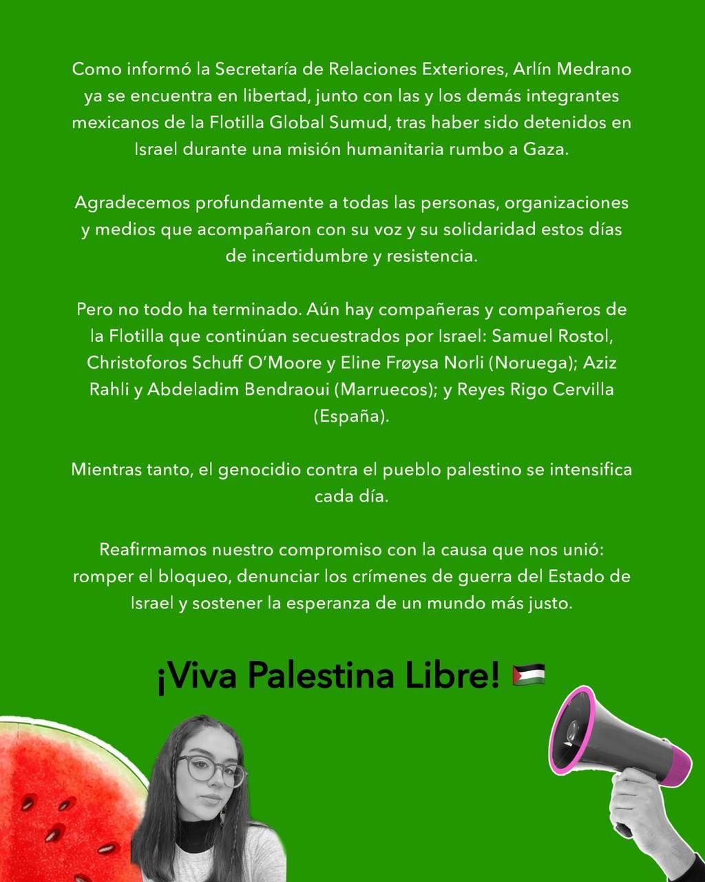 Comunicado de Arlín Medrano