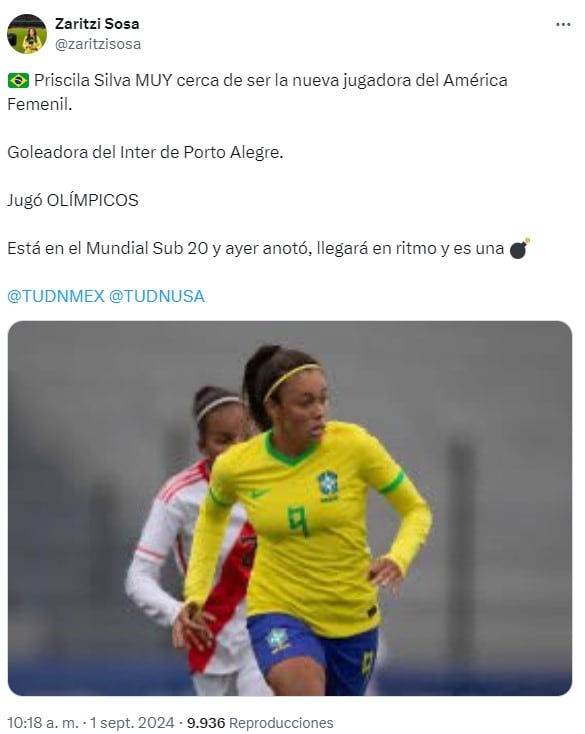 Priscila Silva cerca de ser la nueva jugadora del América