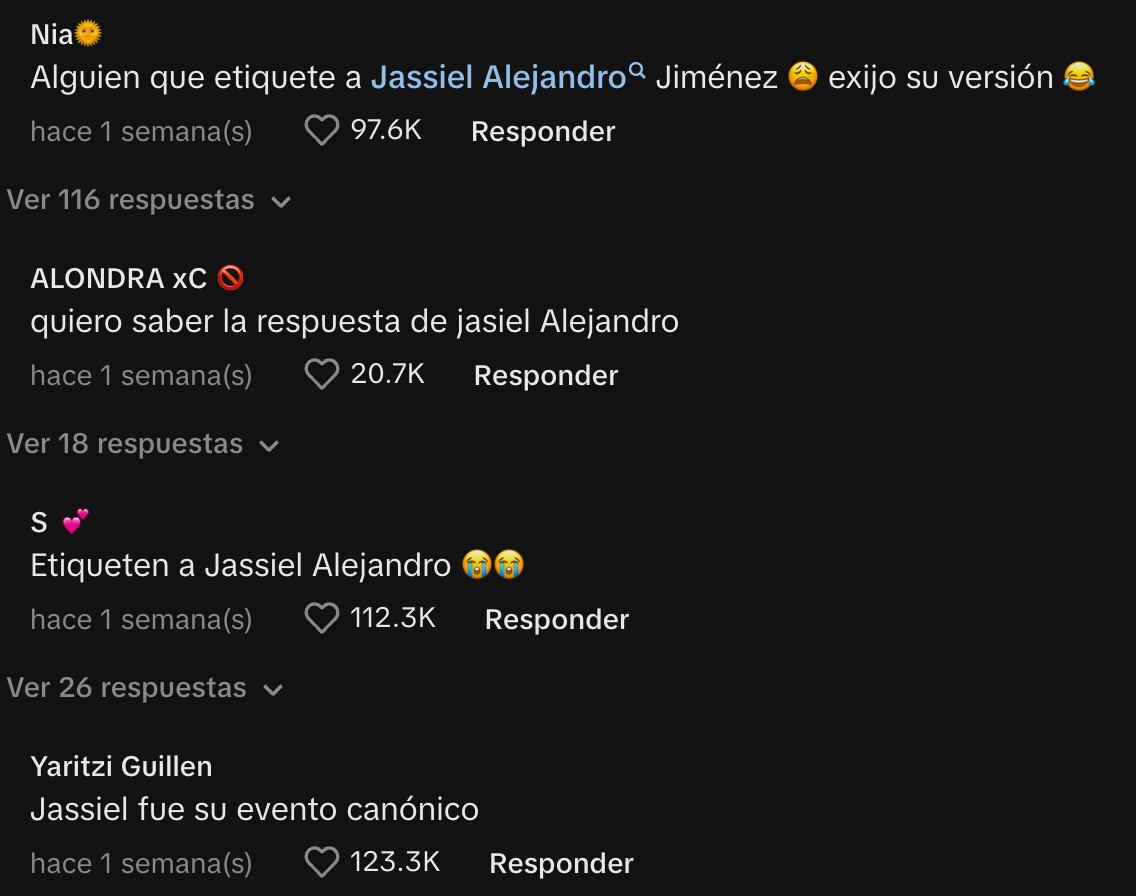 Comentarios al video de TikTok
