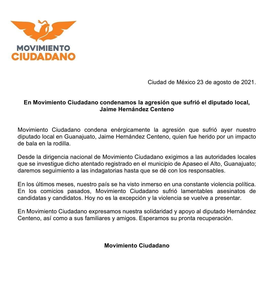 Comunicado Movimiento Ciudadano