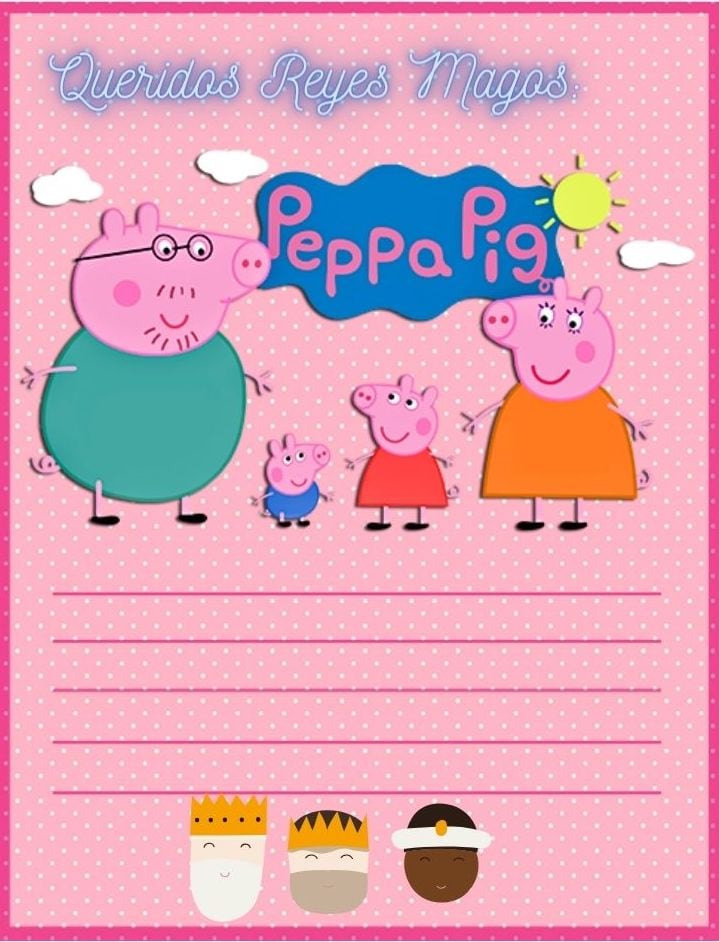 Carta a los Reyes Magos de Peppa Pig: 5 sencillas plantillas que puedes imprimir