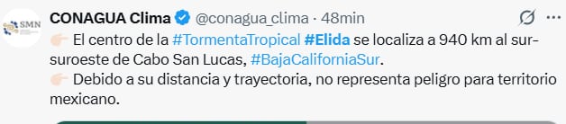 Tormenta tropical Elida y Fausto mantienen en alerta al Pacífico por posible efecto Fujiwhara