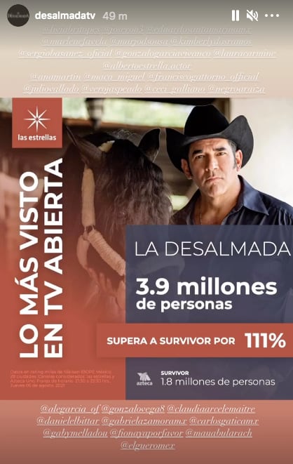 Telenovela "La Desalmada" presume su éxito