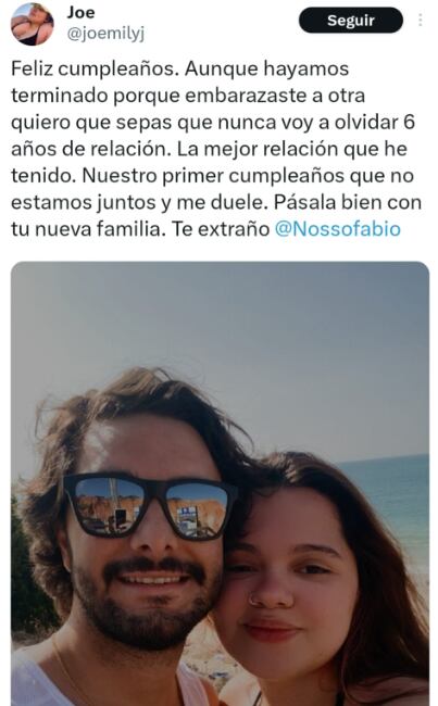 Lo felicita en su cumpleaños aunque haya embarazado a otra
