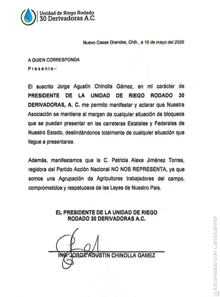 Asociación agrícola se deslinda de bloqueos en carreteras de Chihuahua