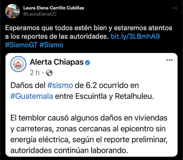 Usuaria reporta daños en Chiapas y Guatemala por sismo
