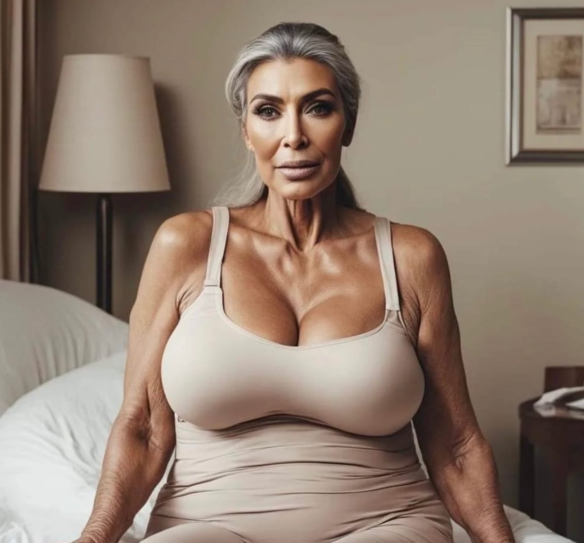 Kim Kardashian de 90 años en inteligencia artificial