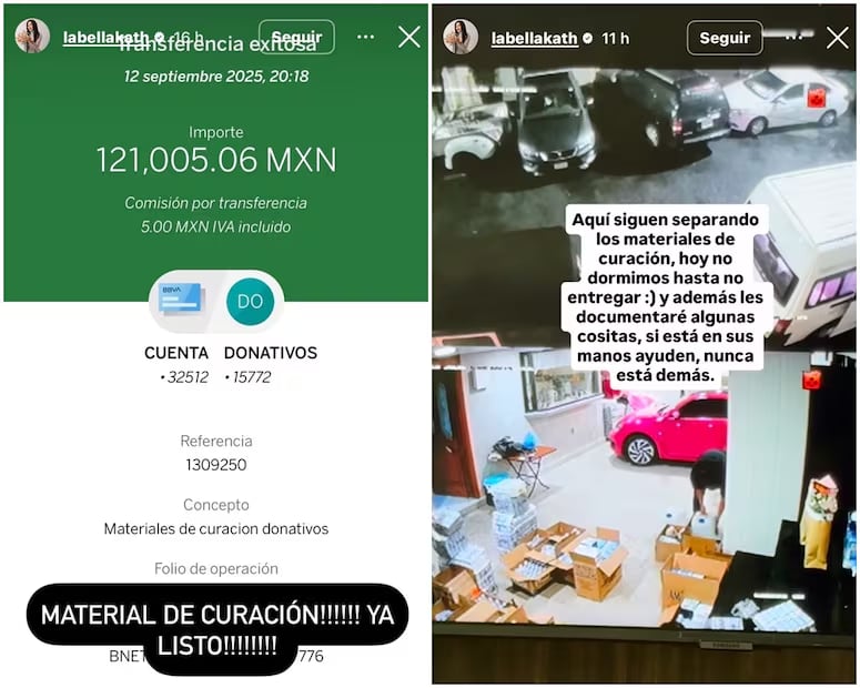 Bellakath comparte su donativo a las víctimas de la explosión en Iztapalapa.