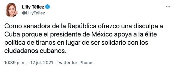 Tuit de Lilly Téllez