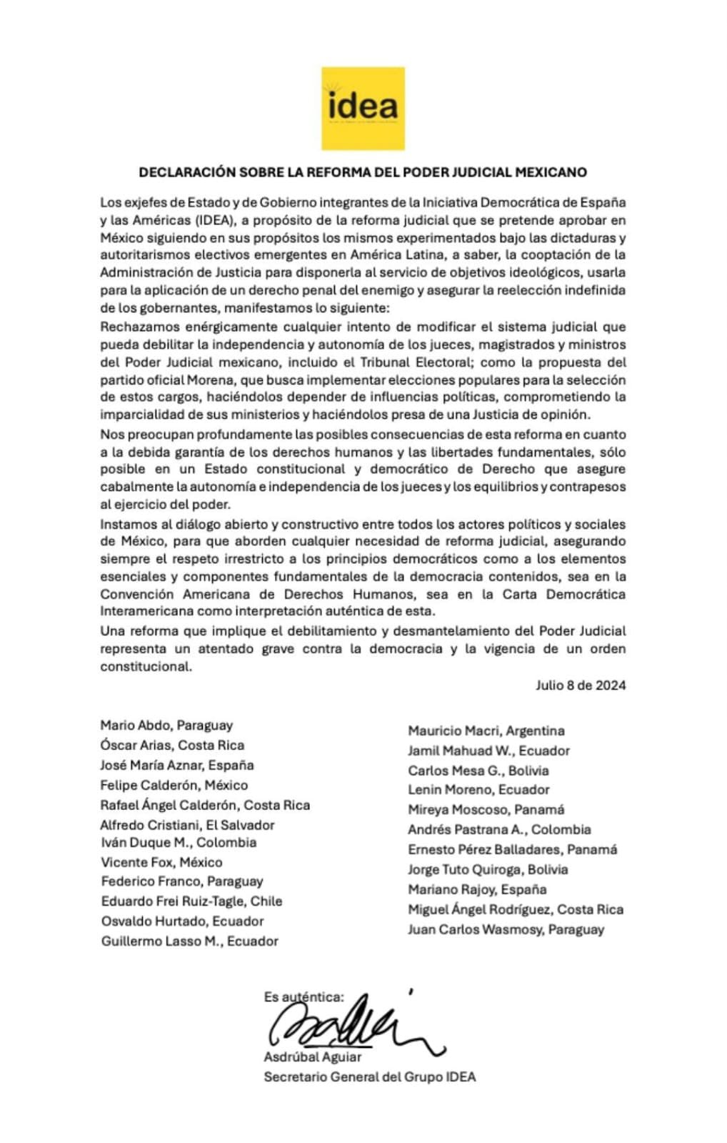 Declaración sobre la Reforma del Poder Judicial Mexicano