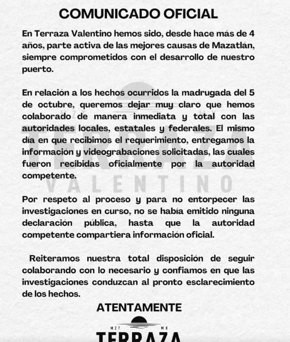 Bar Terraza Valentino, donde desapareció Carlos Emilio, pertenece a Ricardo Velarde