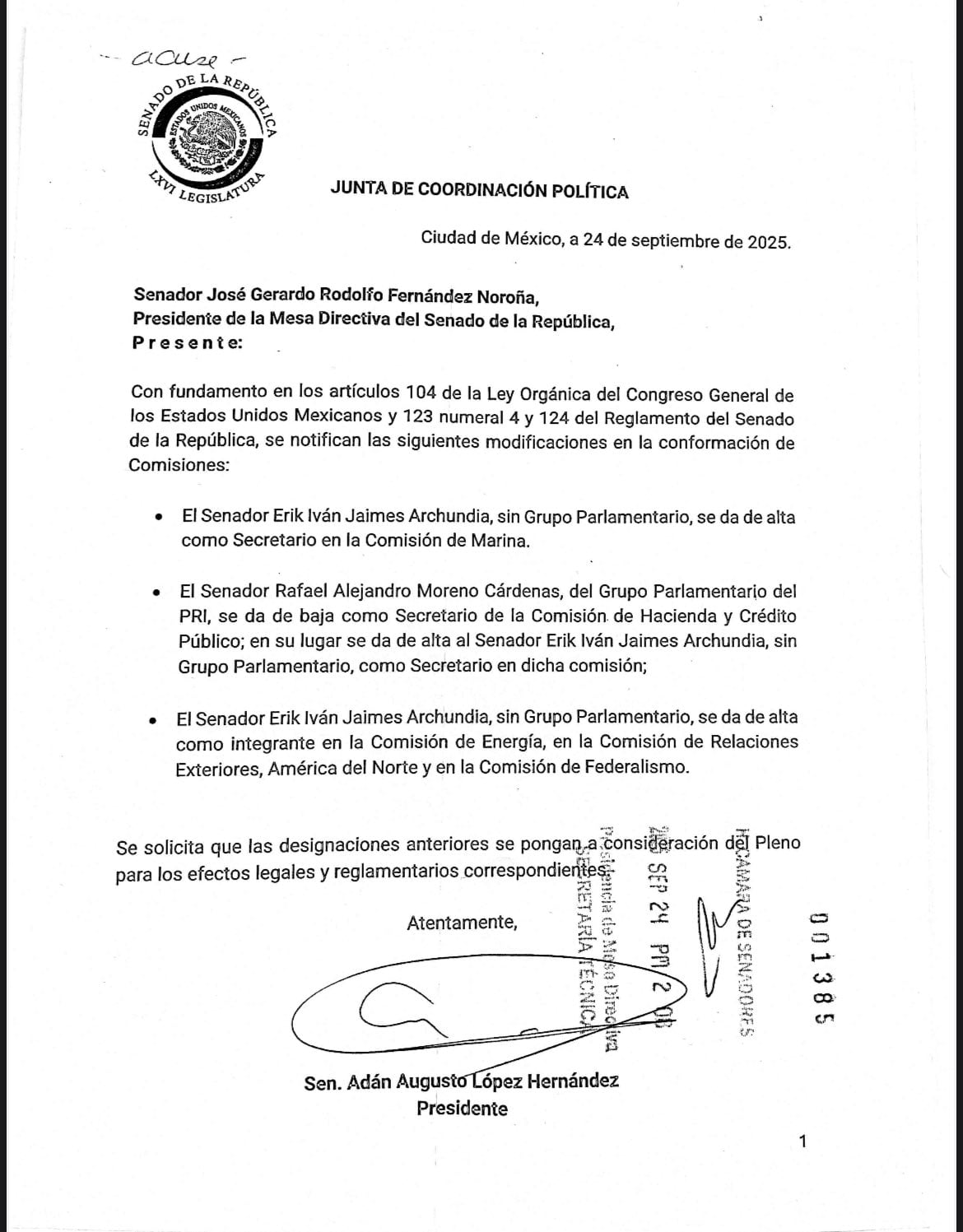Erik Iván Jaimes Archundia nuevo secretario de estas comisiones