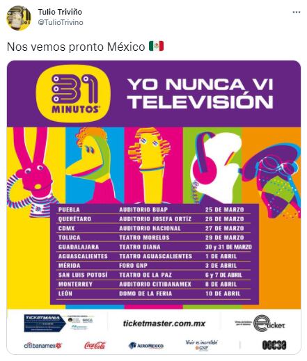 31 minutos anuncia gira por México.