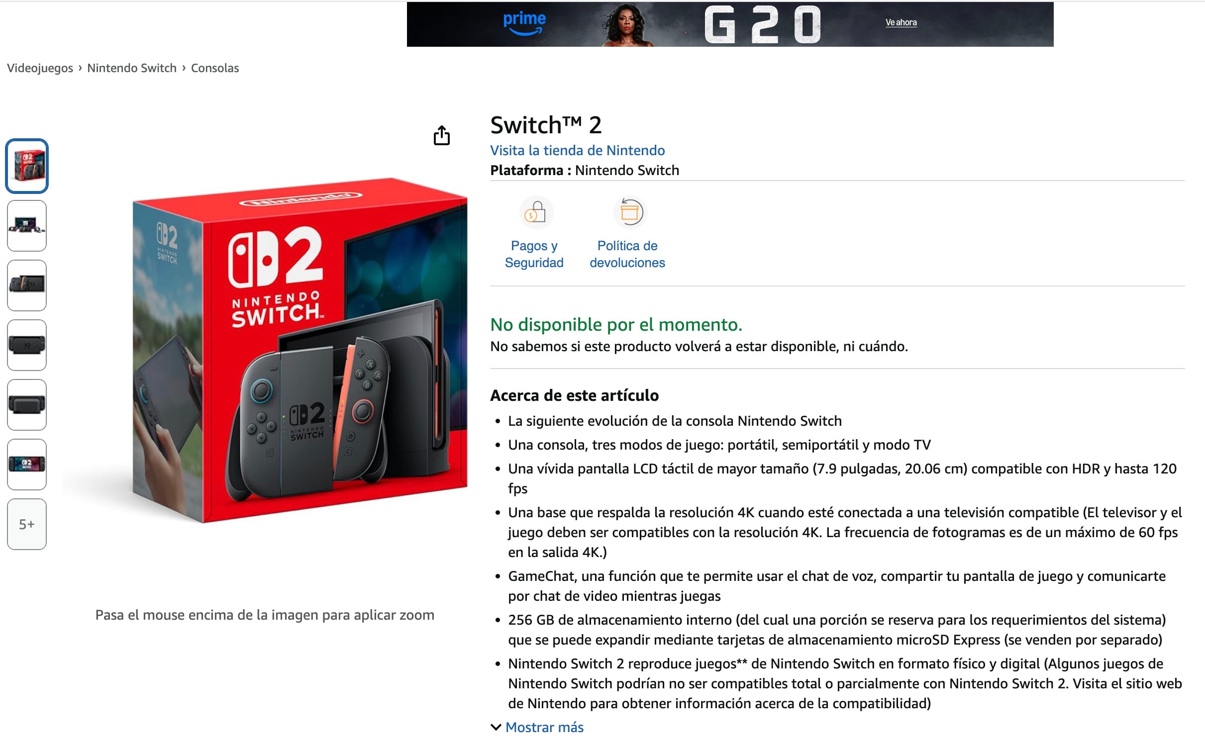 Nintendo Switch 2 agotó sus unidades en la preventa de Amazon México