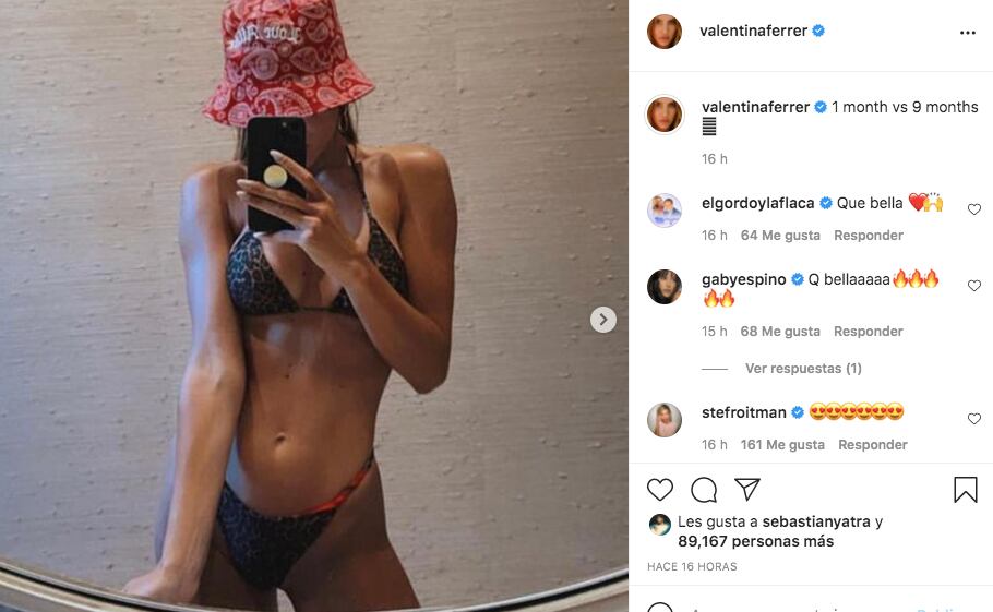 Valentina Ferrer durante su primer mes de embarazo