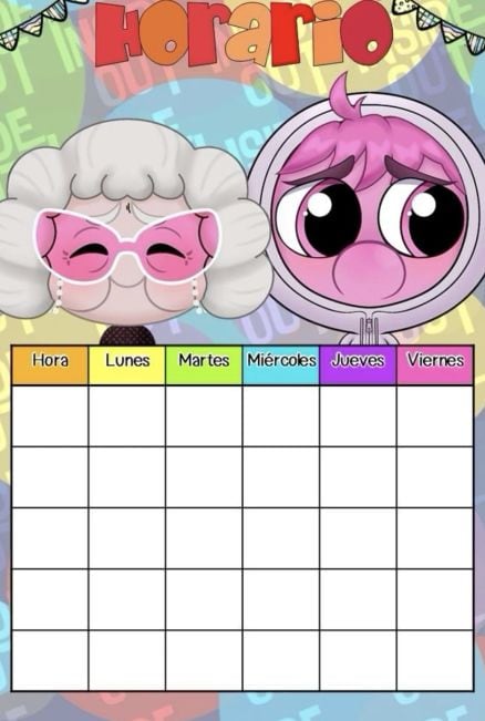 Horario escolar de Intensamente 2 para imprimir de Nostalgia y Vergüenza