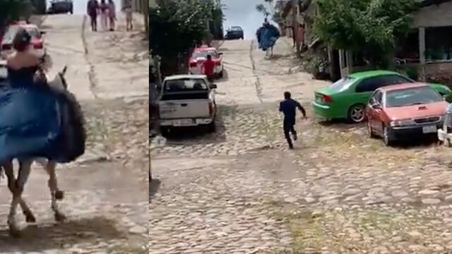 Caballo huye con todo y quinceañera