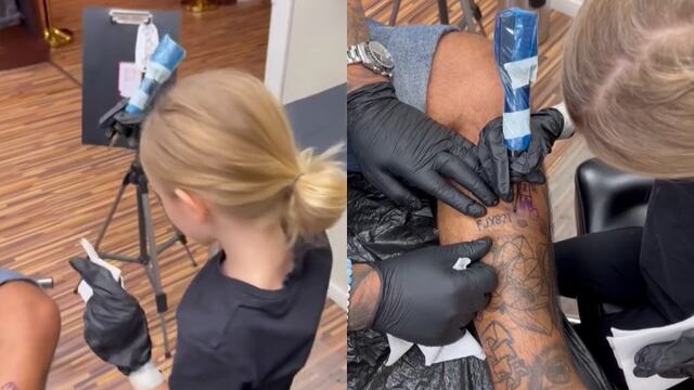 Se deja tatuar por su hijo de 7 años