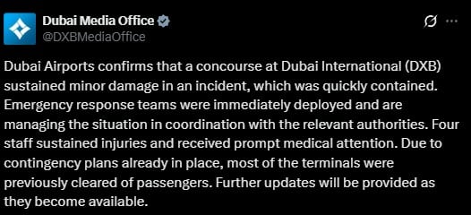 Ataques de Irán en Dubái alcanzan Fairmont The Palm y aeropuerto internacional