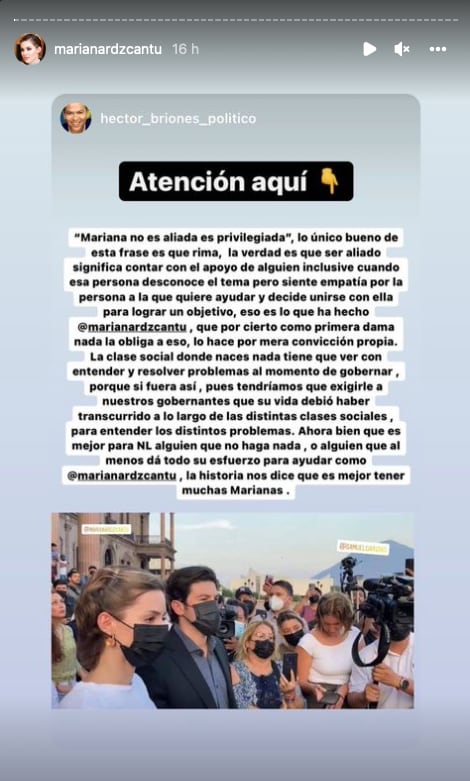 la forma de compartir las historias de Instagram de Mariana Rodríguez ha cambiado/@marianardzcantu