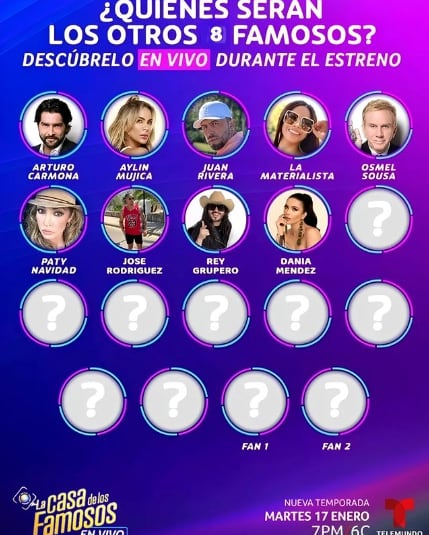 Estrellas confirmadas en La Casa de los Famosos 3