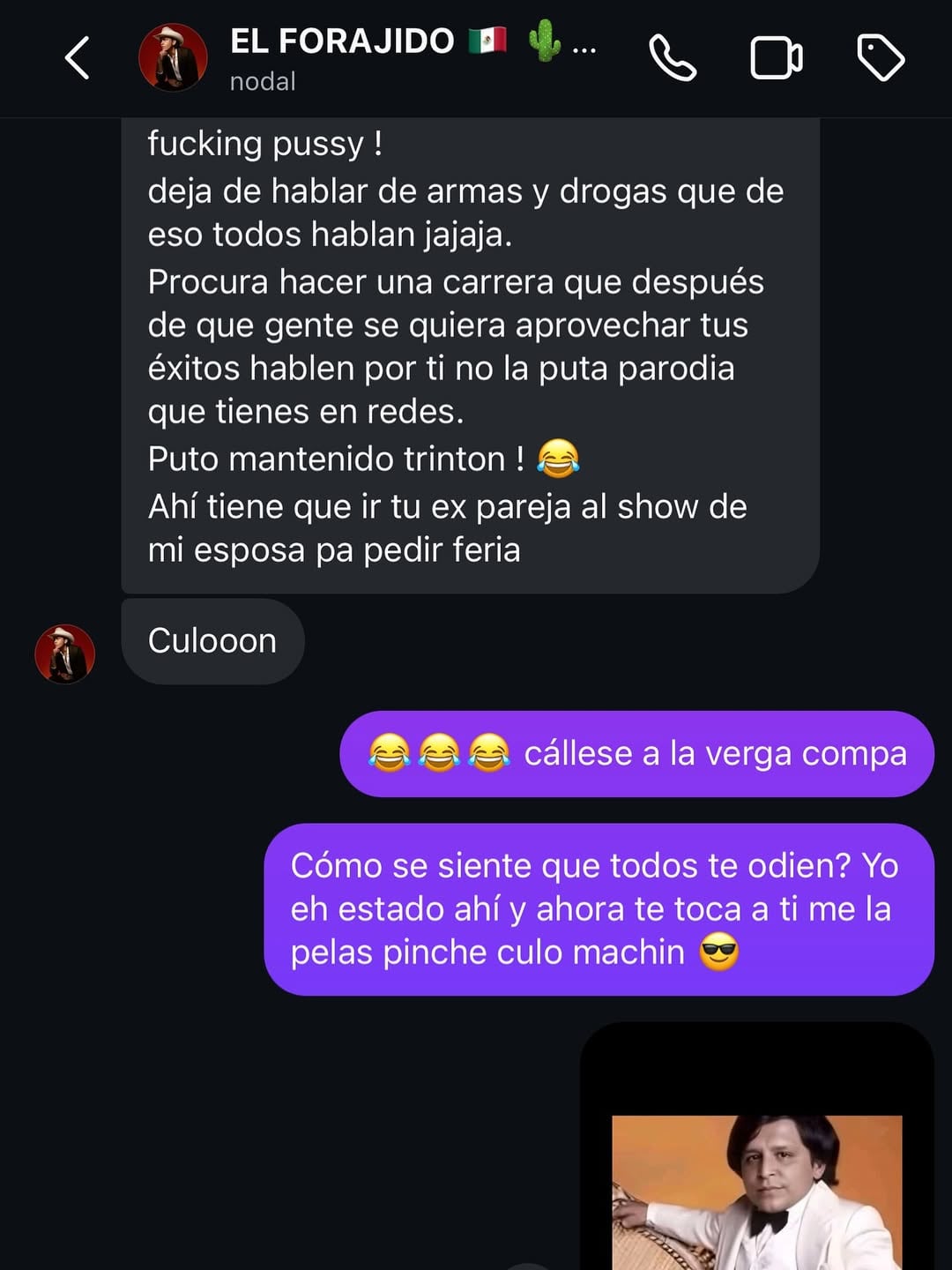 Emiliano Aguilar exhibe conversación con Christian Nodal.