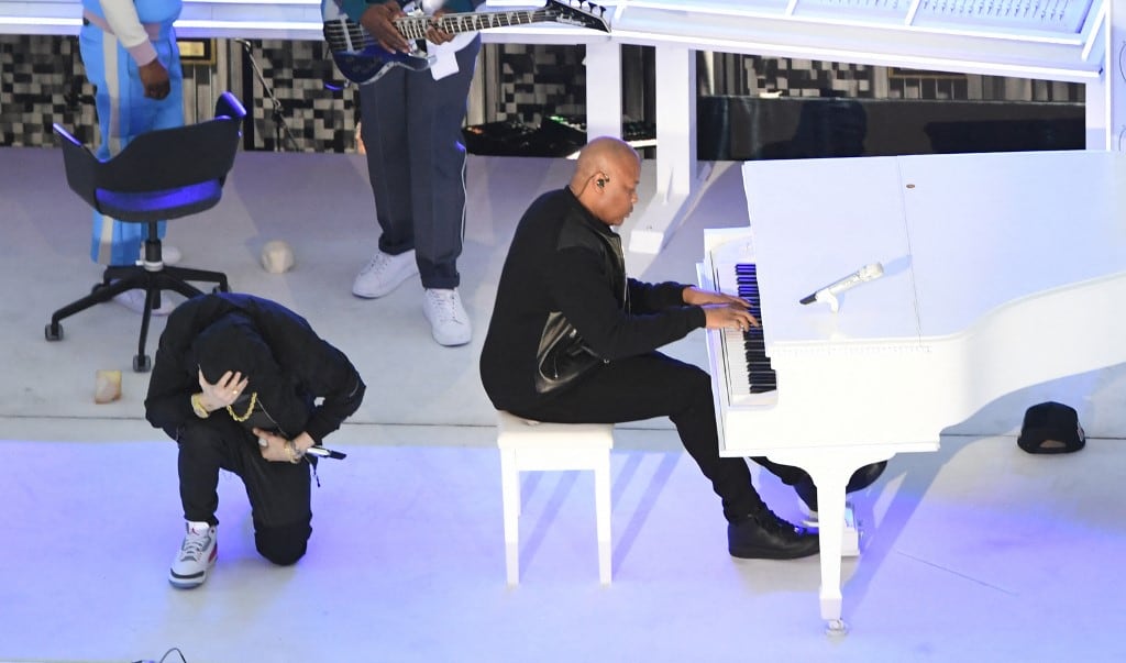 Eminem y Dr. Dre en el show del super bowl