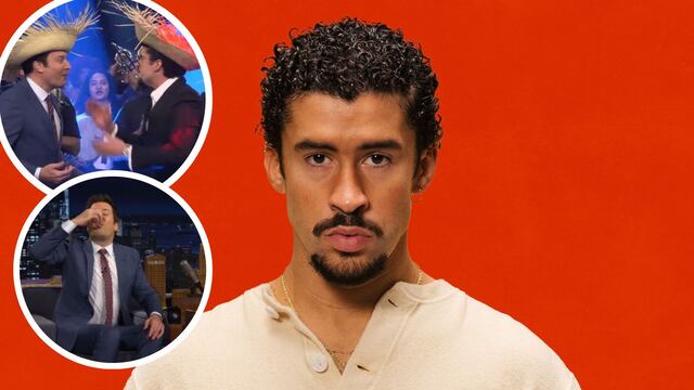 Bad Bunny llega con Jimmy Fallon a armar pachanga latina y le da pitorro de coco.