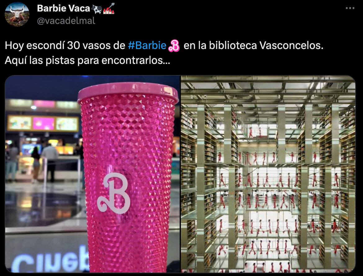 Vasos de Barbie en la Biblioteca Vasconcelos