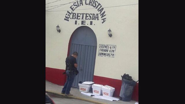 restos humanos afuera de iglesia