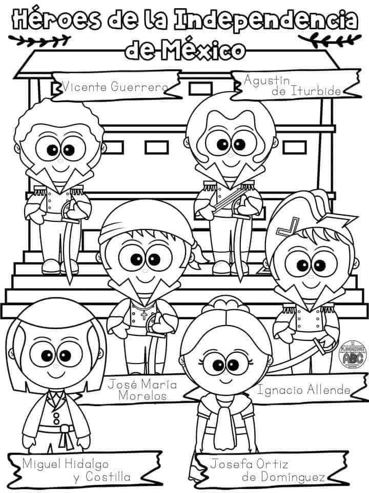 Dibujos para colorear de los héroes de la Independencia de México