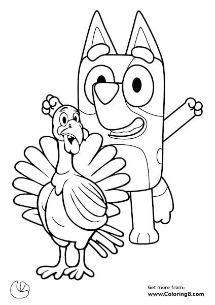 Dibujos de Bluey por el Día de Acción de Gracias para colorear