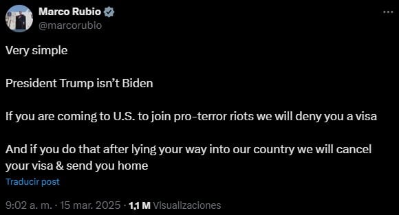Marco Rubio sobre visa
