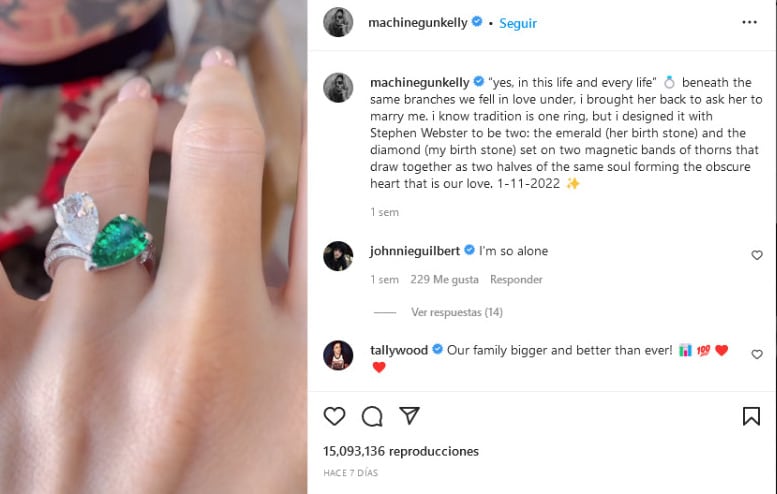 El anillo de compromiso de Megan Fox tiene espinas