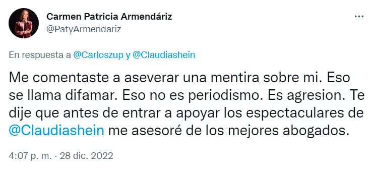 Duras críticas a Patricia Armendáriz por lanzarse en contra de periodista