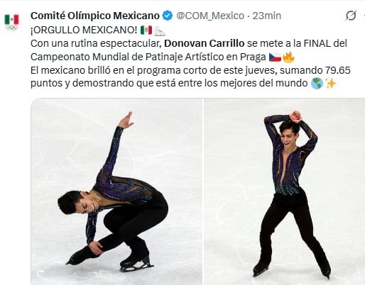 Donovan Carrillo en Mundial de Patinaje Artístico 2026