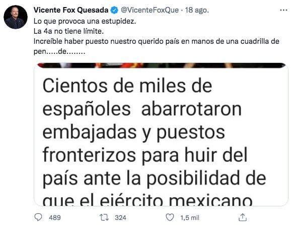 Tuit de Vicente Fox
