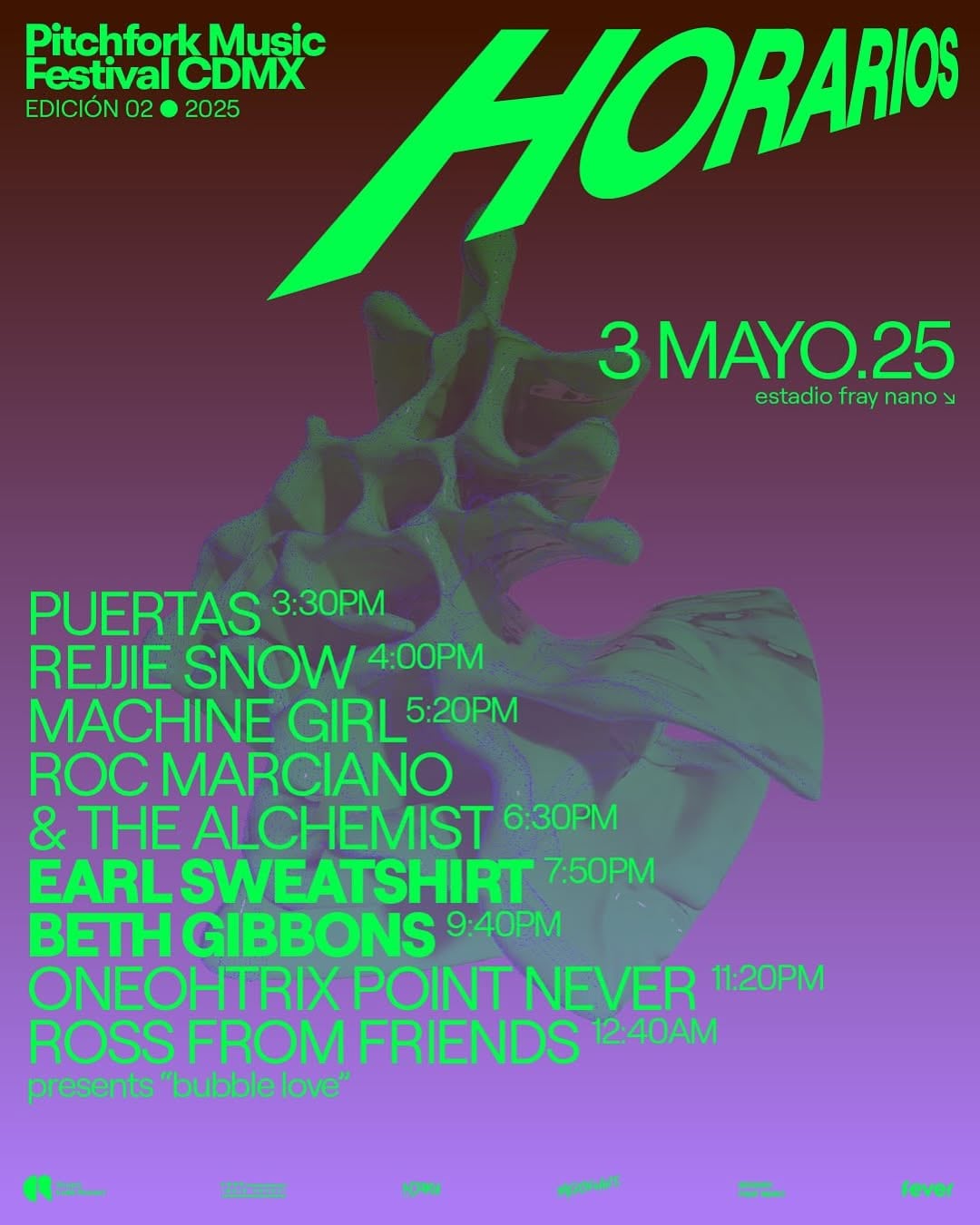 Pitchfork Music Festival 2025: Horarios sábado 3 de mayo