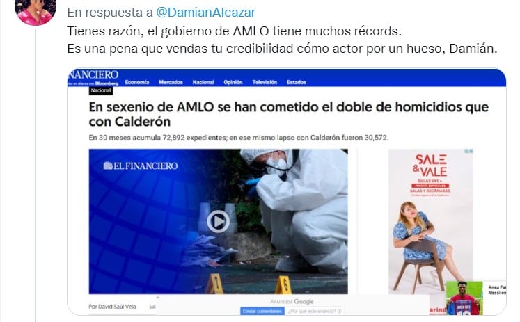 Publicación en Twitter