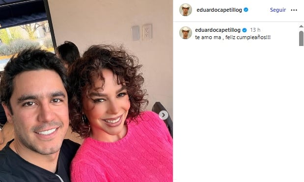 Eduardo Capetillo Jr., felicita a Biby Gaytán por su cumpleaños.