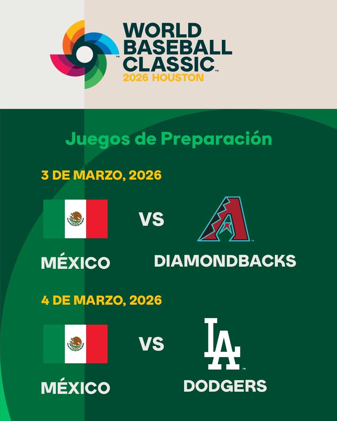 Partidos de preparación de la Selección Mexicana de Beisbol.