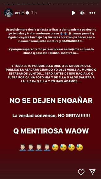 Anuel AA de defiende de las acusaciones en su contra por parte de Yailin La Más Viral