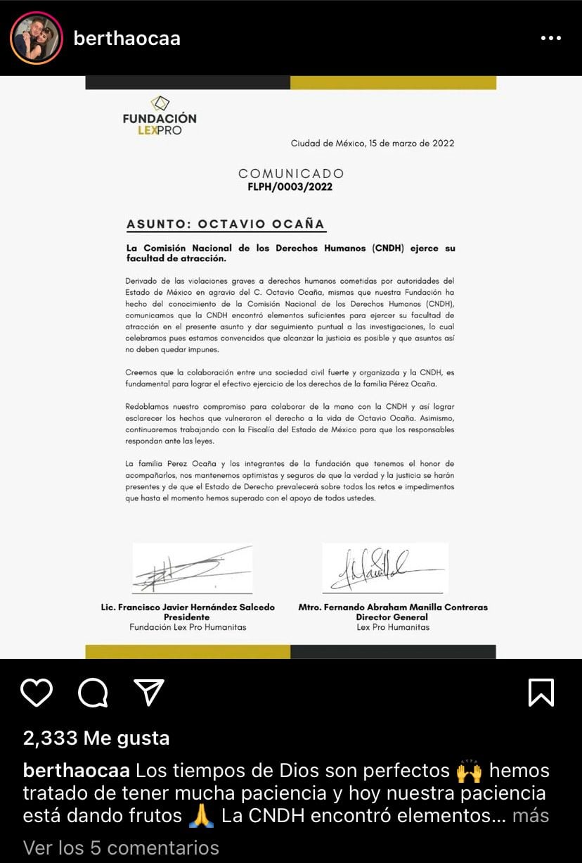 Comunicado Octavio Ocaña